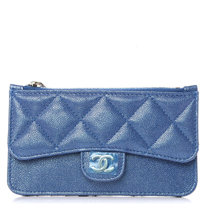 Chanel Iridescent Caviar Quilted Flap Zip Card Holder Dark Blue 1 of 8