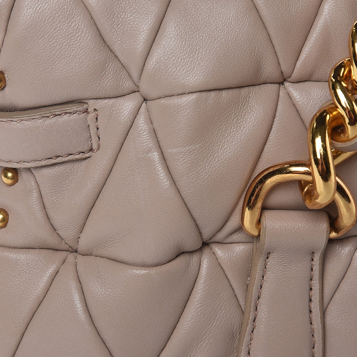 Nappa Quilted Studded Tote Cammeo