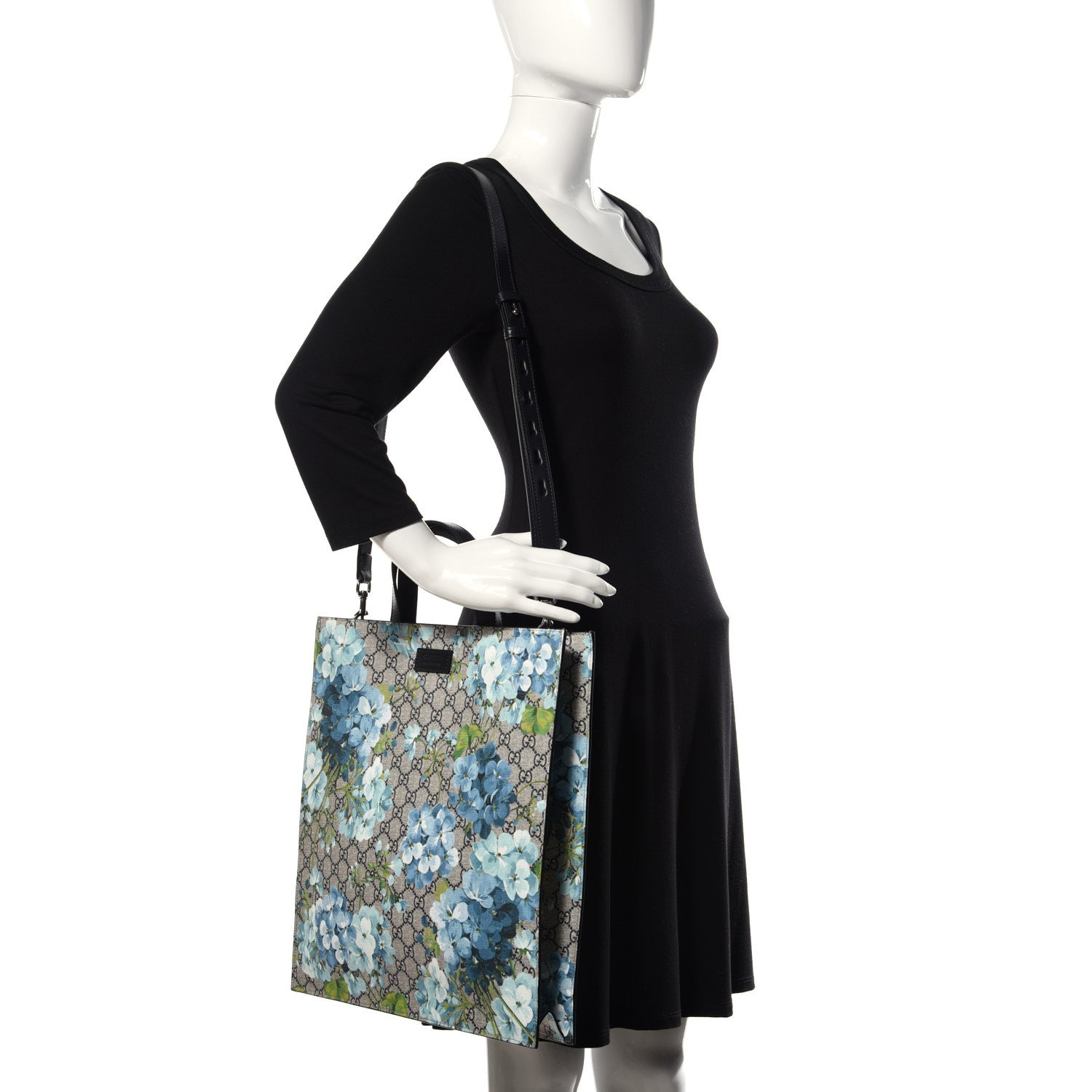 Gucci Soft GG Supreme Monogram Blooms Vertical Tote Blue 2 of 9