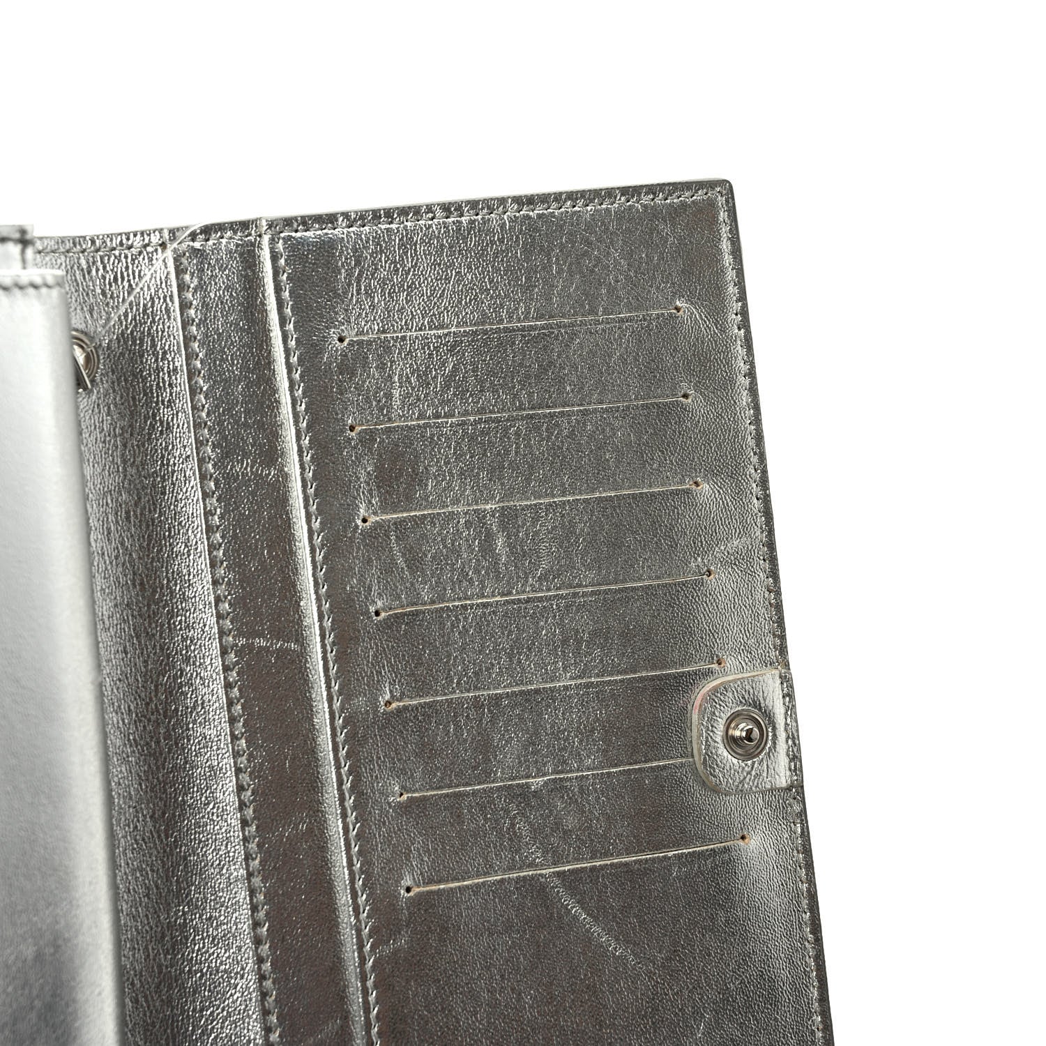 Fendi Metallic Calfskin Wallet On Chain Silver 8 of 9