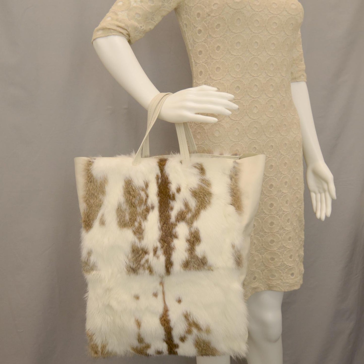 Lambskin Rabbit Fur Vertical Cabas