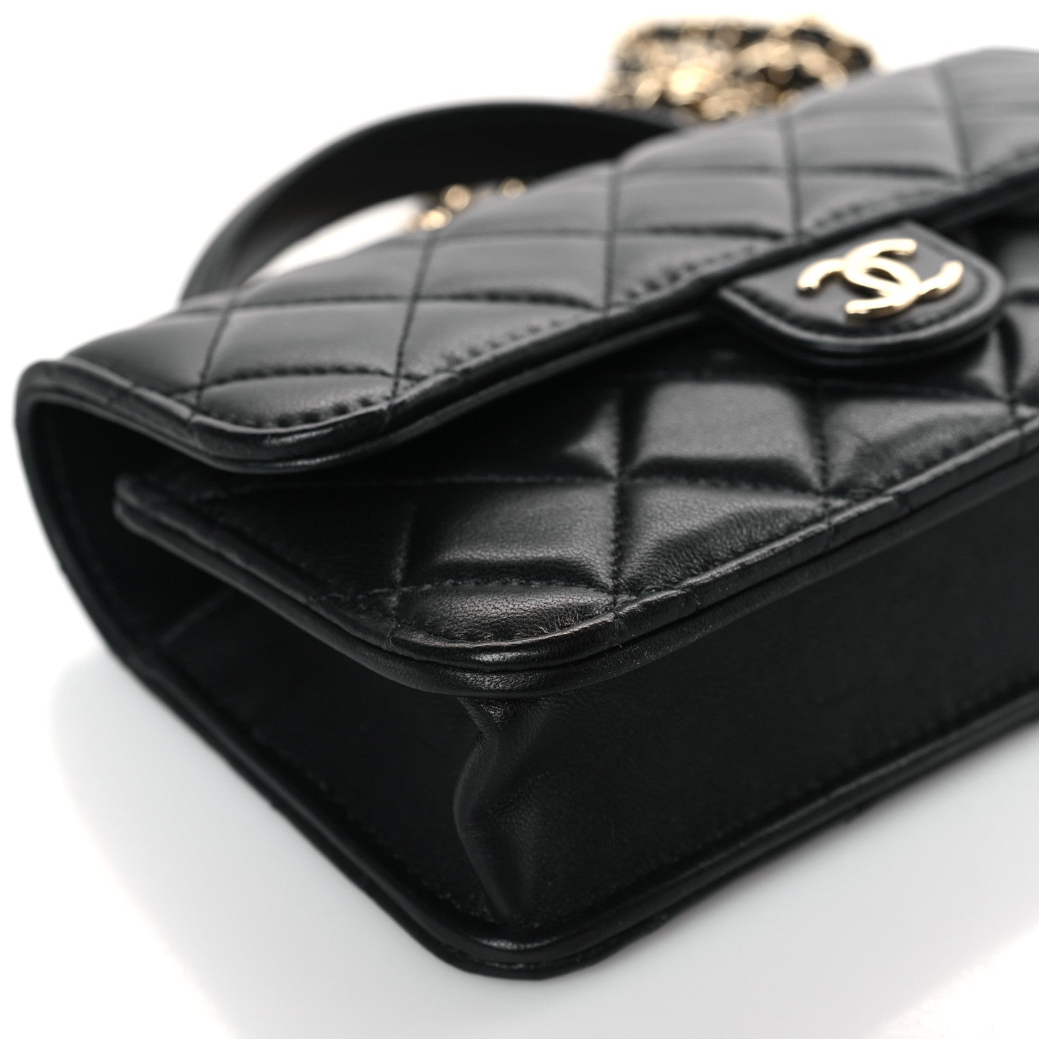 Chanel Lambskin Quilted Flap Phone Holder With Chain Black 9 of 11