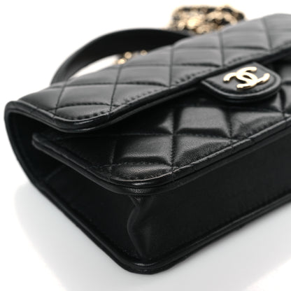 Chanel Lambskin Quilted Flap Phone Holder With Chain Black 9 of 11