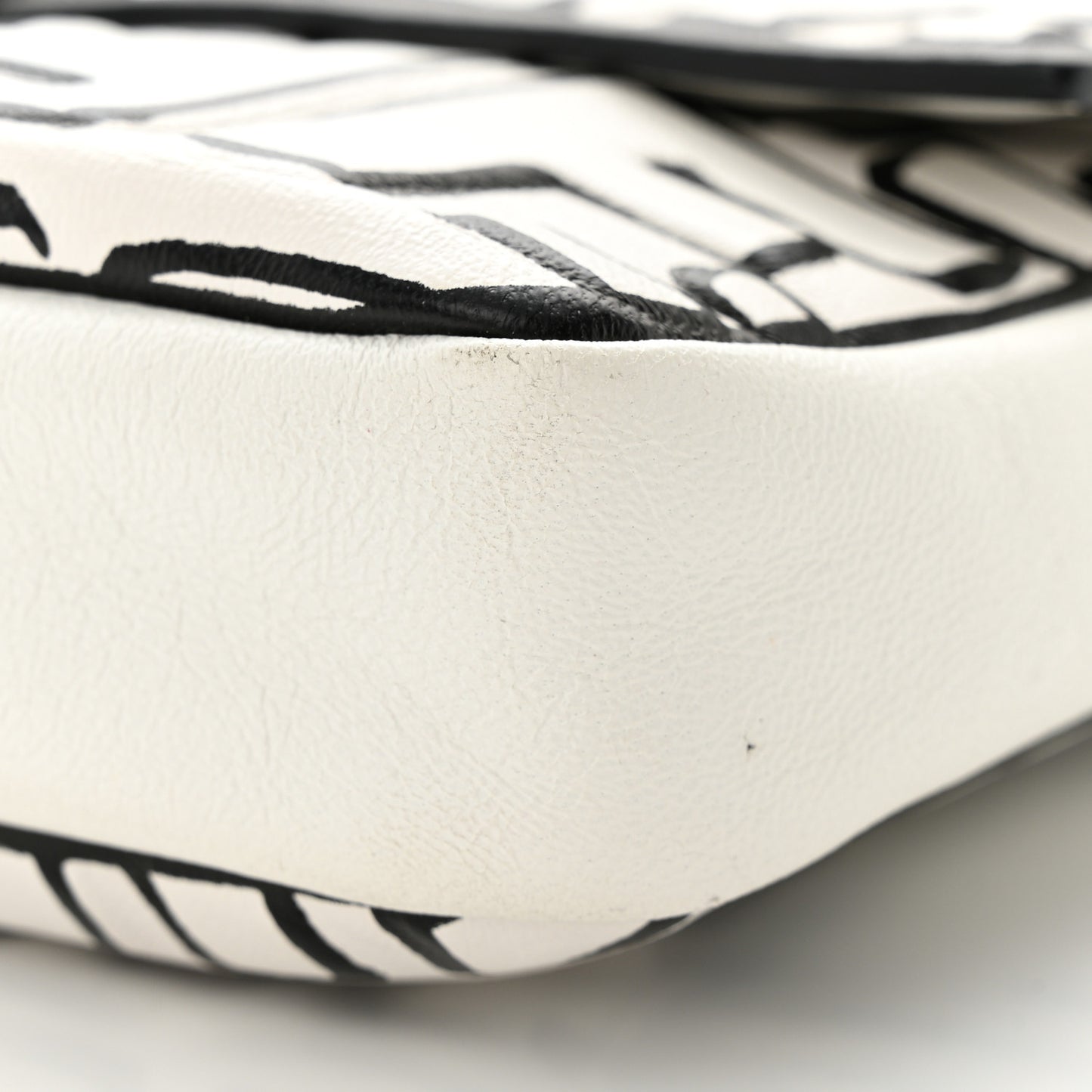 X JOSHUA VIDES Nappa FF Embossed Belt Baguette Bag White Black