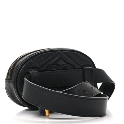 Gucci Calfskin Matelasse GG Marmont Belt Bag 85 34 Black 3 of 15