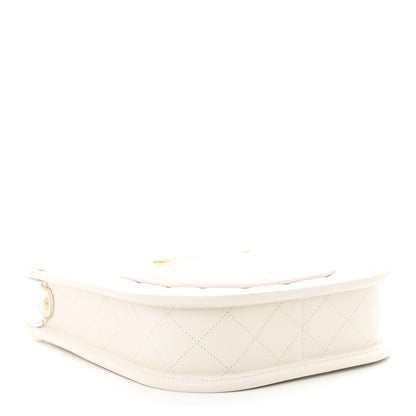 Chanel Calfskin Quilted CC Hobo Handbag White 3 of 9