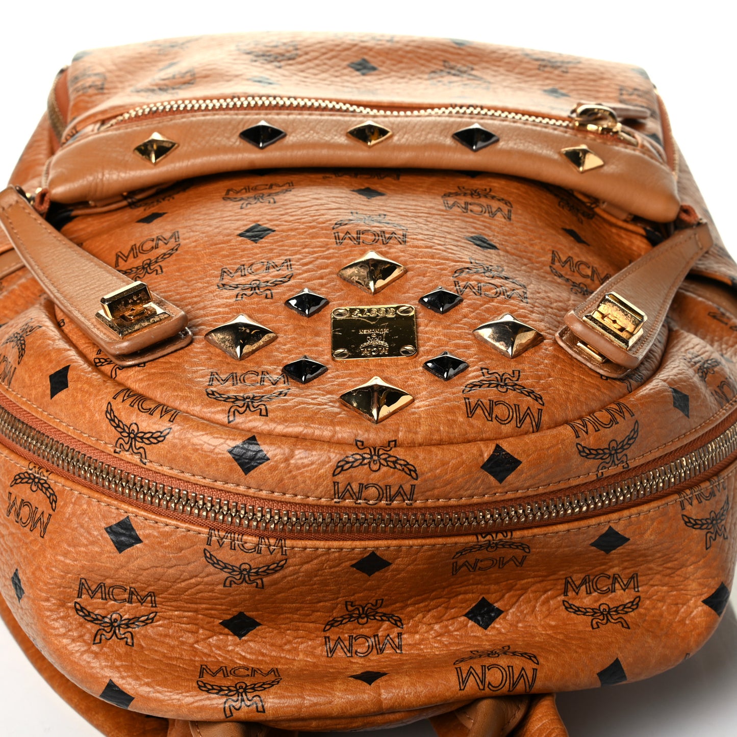 Visetos Studded Small Dual Stark Backpack Cognac