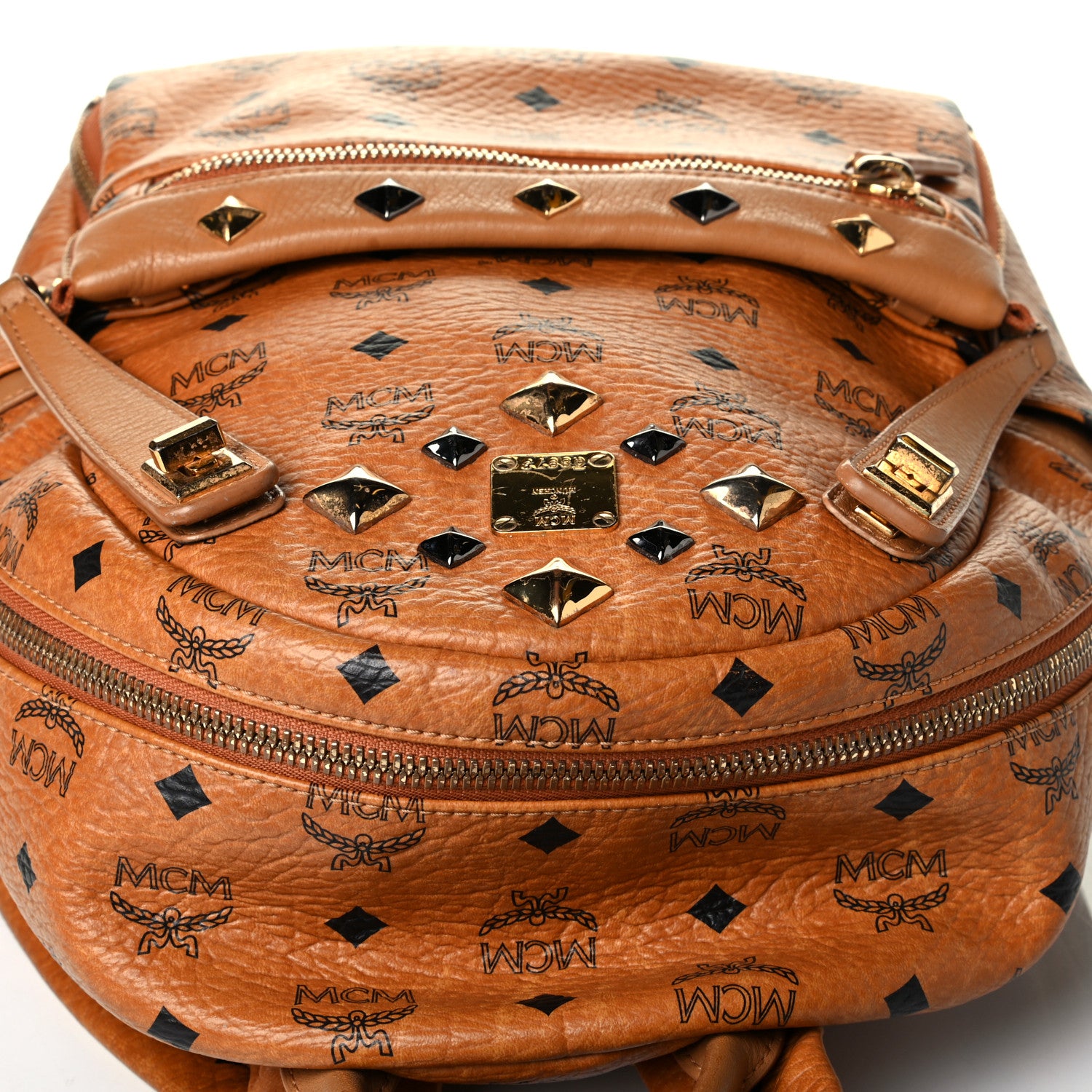 MCM Visetos Studded Small Dual Stark Backpack Cognac 8 of 8