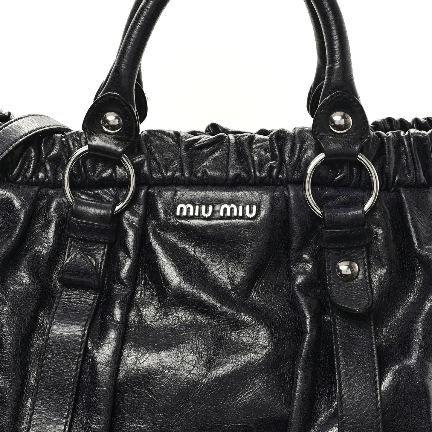 Vitello Lux Gathered Tote Black