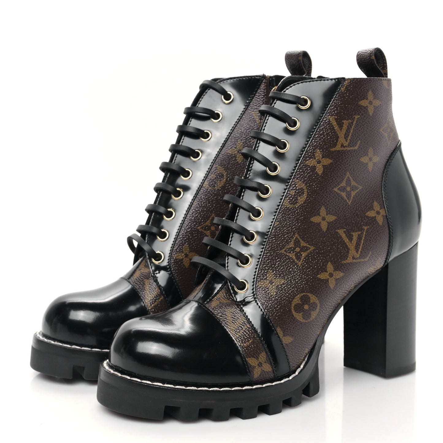 Patent Calfskin Monogram Star Trail Ankle Boots 40.5 Black