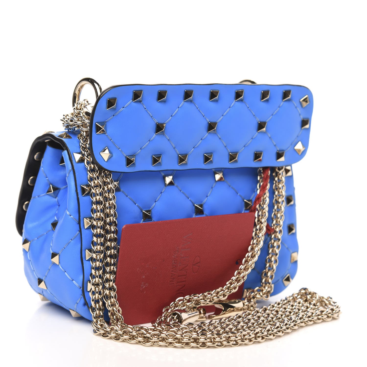 Valentino Garavani Calfskin Micro Rockstud Spike Shoulder Bag Blue Fluo 3 of 9