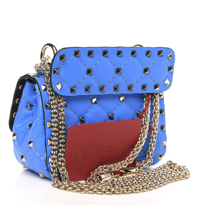 Valentino Garavani Calfskin Micro Rockstud Spike Shoulder Bag Blue Fluo 3 of 9