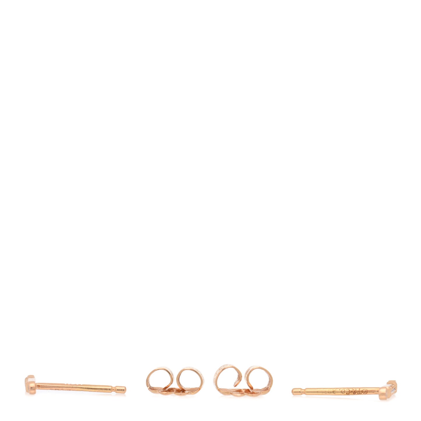 18K Rose Gold Diamond Fleur de Lis Key Bar Earrings