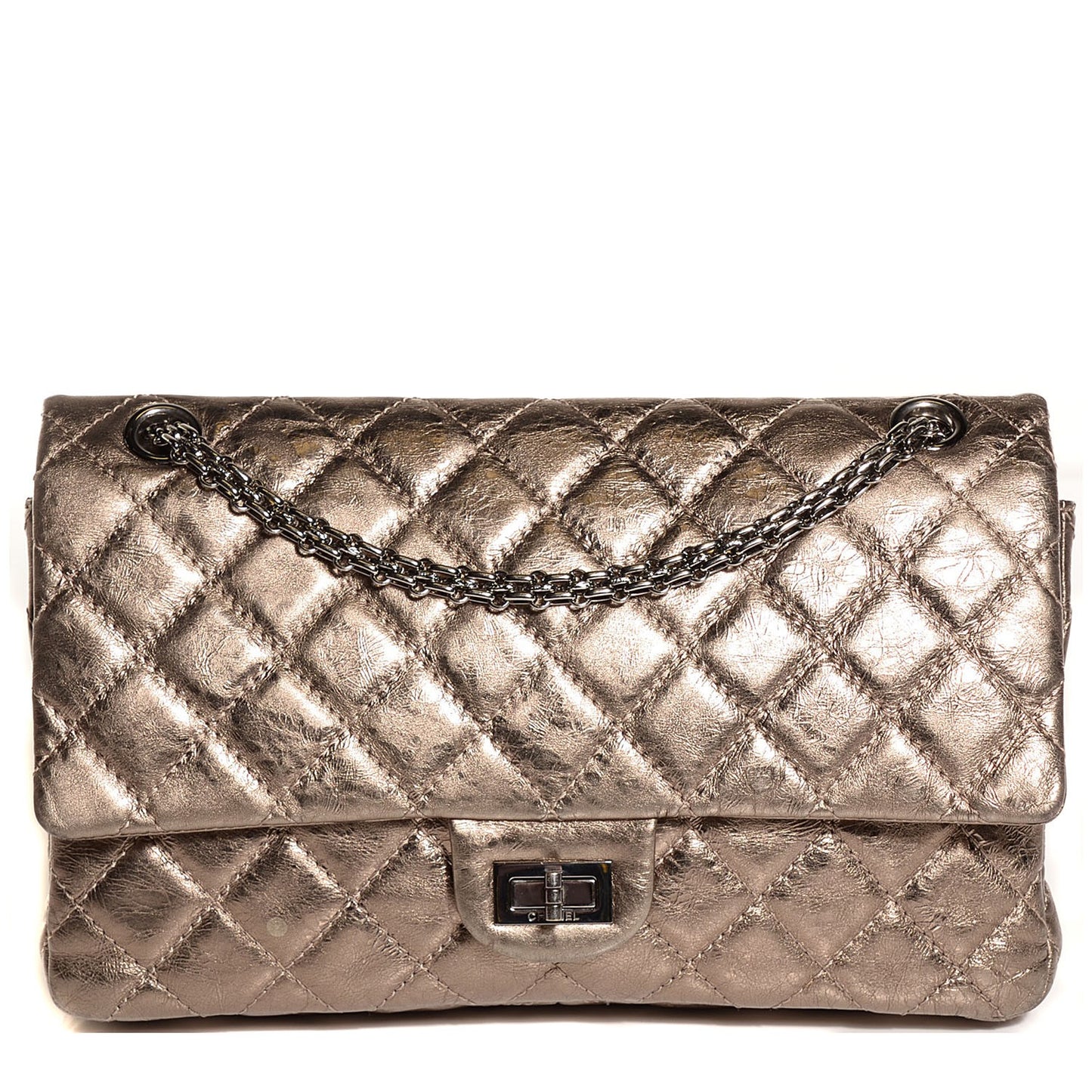Metallic Aged Calfskin Quilted 2.55 Reissue 226 Flap Gold