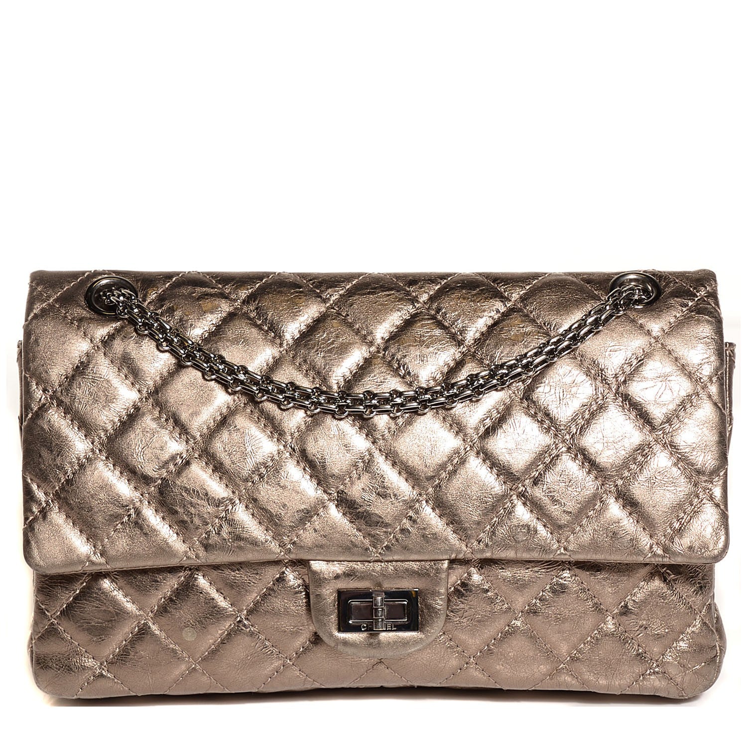 Chanel Metallic Aged Calfskin Quilted 2.55 Reissue 226 Flap Gold 1 of 8