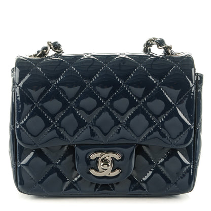 Chanel Patent Quilted Mini Square Flap Navy Blue 1 of 8