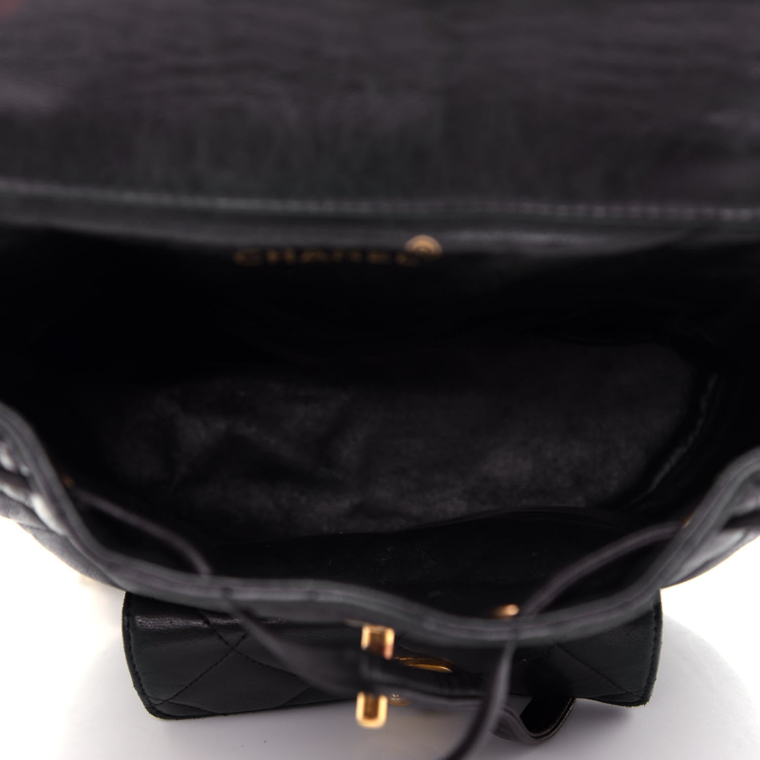 Chanel Lambskin Quilted Drawstring Backpack Black 5 of 13