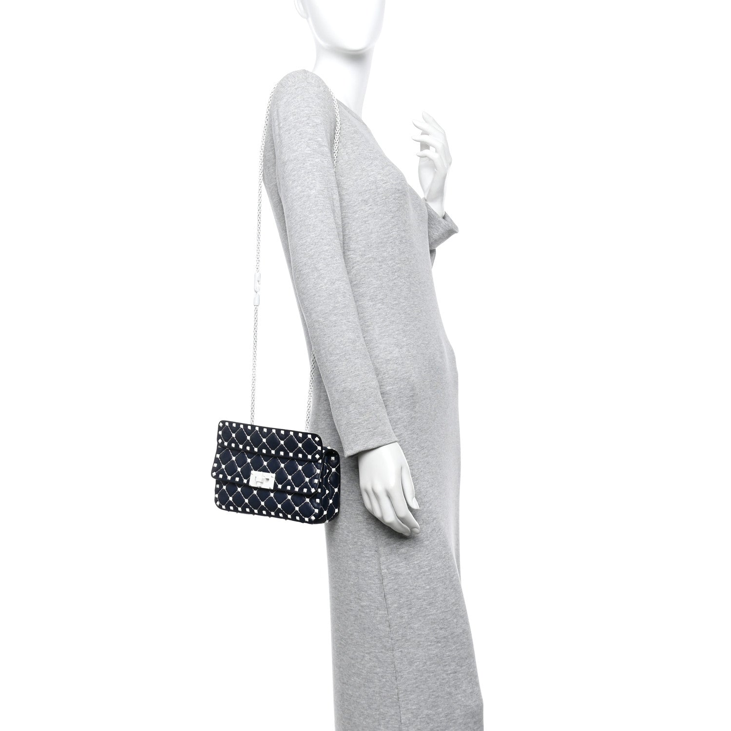 Valentino Garavani Nappa Small Free Rockstud Spike Shoulder Bag Marine 2 of 11
