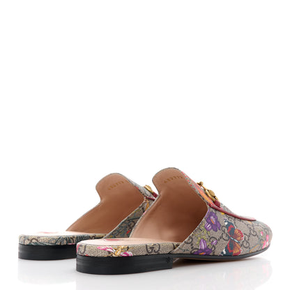 Gucci GG Supreme Monogram Flora Womens Princetown Slippers 39.5 Beige Ebony Multicolor Rosso 4 of 10