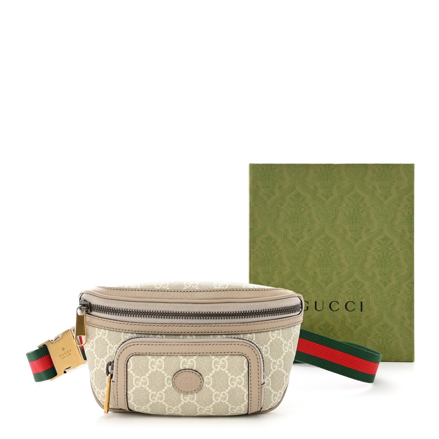Gucci GG Supreme Monogram Textured Calfskin Web Retro Interlocking G Belt Bag Beige Mystic White Oatmeal 14 of 14