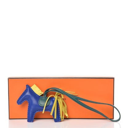 Hermes Milo Lambskin Grigri Rodeo Horse Bag Charm PM Bleu Electrique Lime Malachite 5 of 5