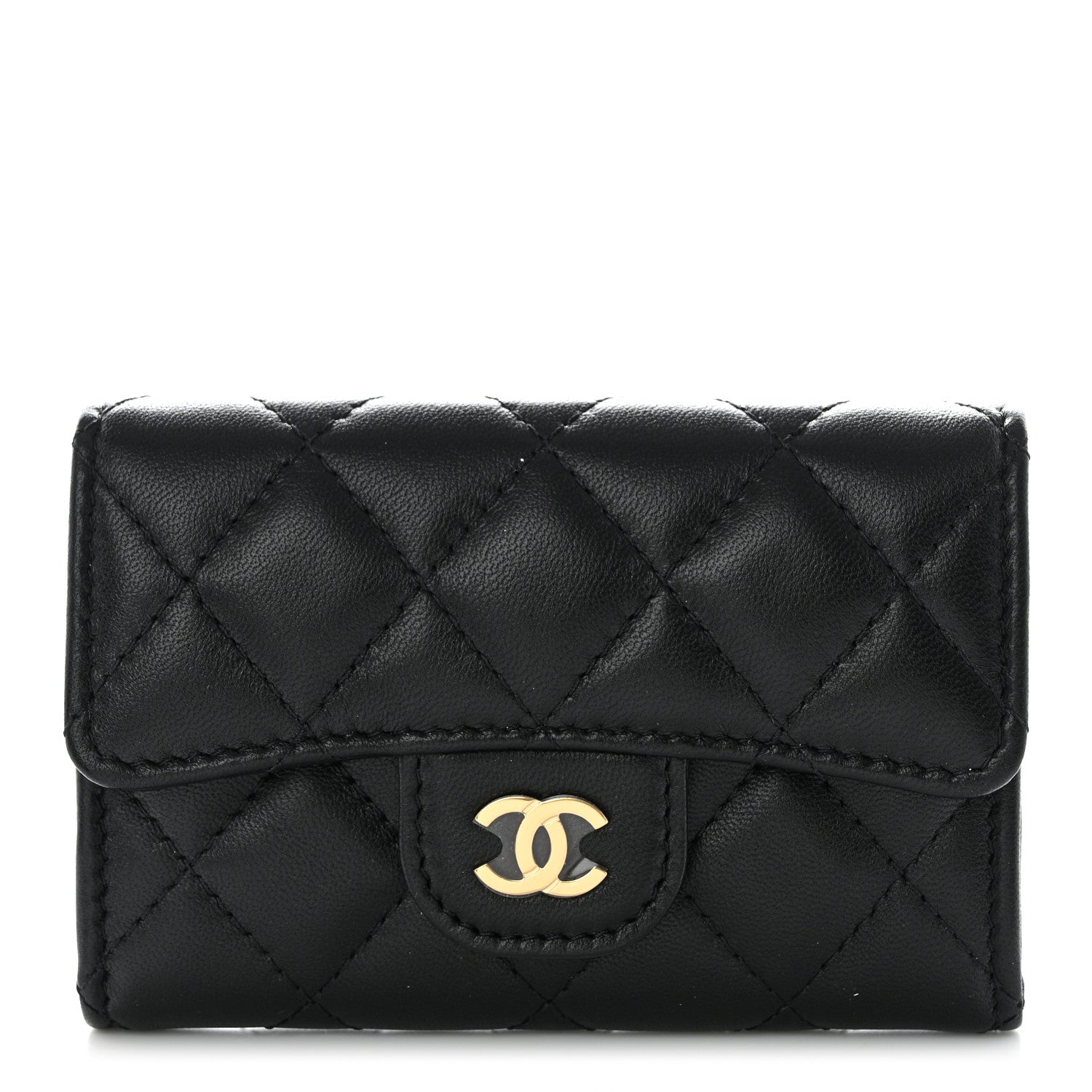 Chanel Lambskin Quilted Flap Card Holder Black 1 of 9
