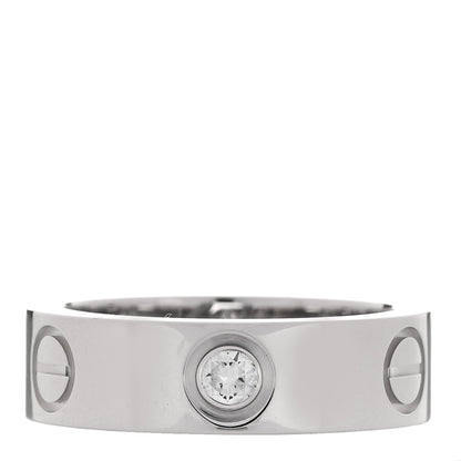 Cartier 18K White Gold 3 Diamond 5.5mm LOVE Ring 50 5.25 1 of 4
