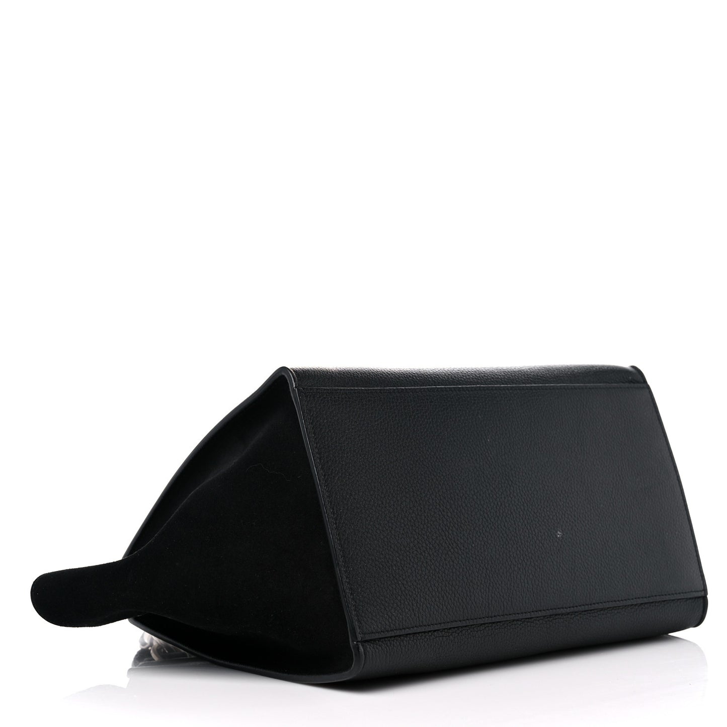 Drummed Calfskin Suede Small Trapeze Black