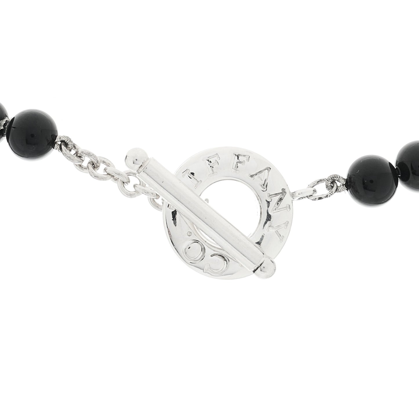 Sterling Silver Black Onyx Bead Toggle Necklace