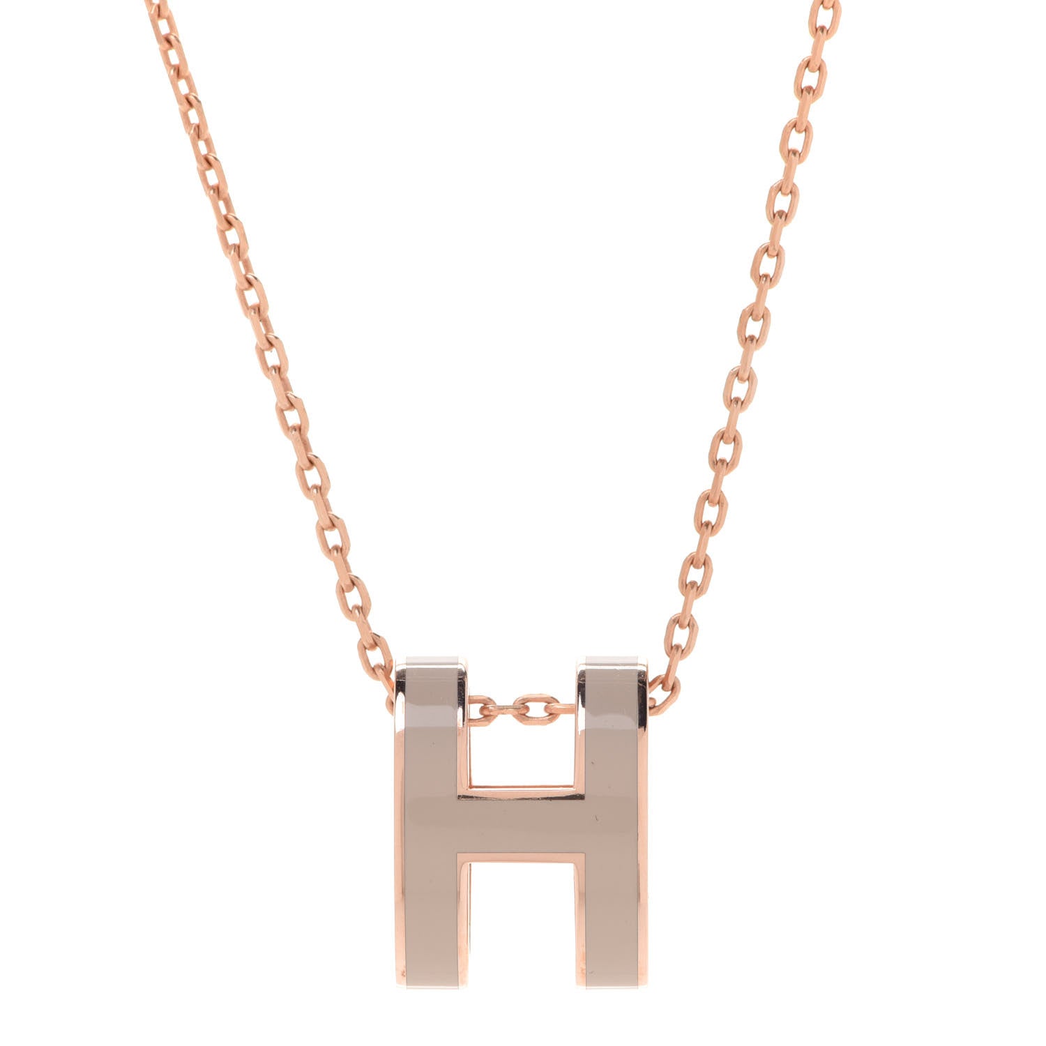 Hermes Lacquered Rose Gold Pop H Pendant Necklace Marron Glace 4 of 7