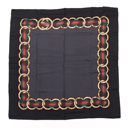 Gucci Silk Bamboo GG Web Print Scarf Black 1 of 3