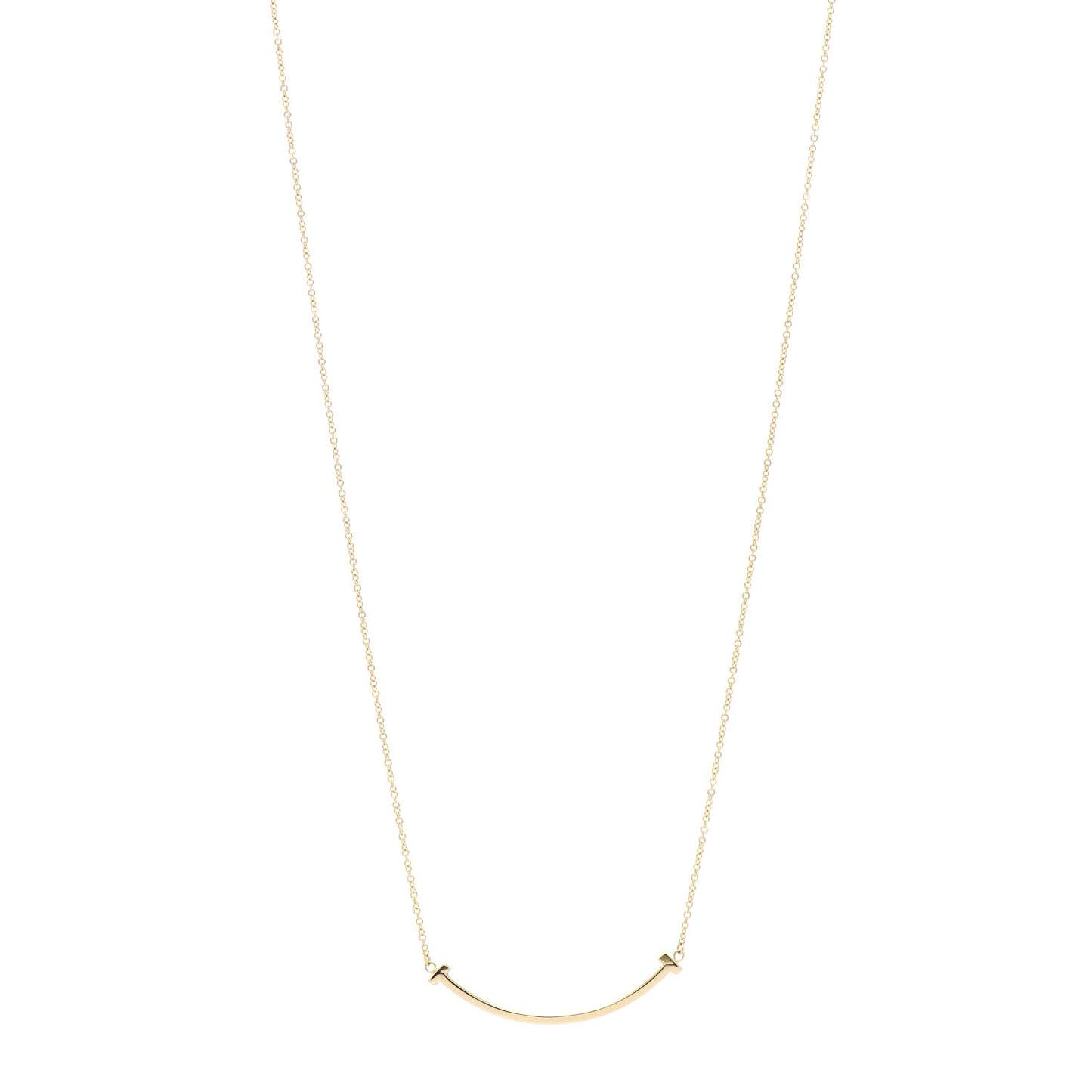 18K Yellow Gold Small T Smile Pendant Necklace