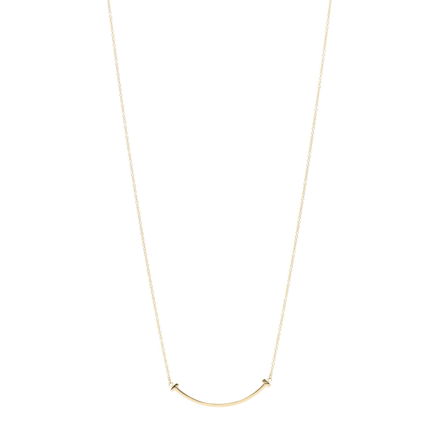 Tiffany 18K Yellow Gold Small T Smile Pendant Necklace 1 of 4