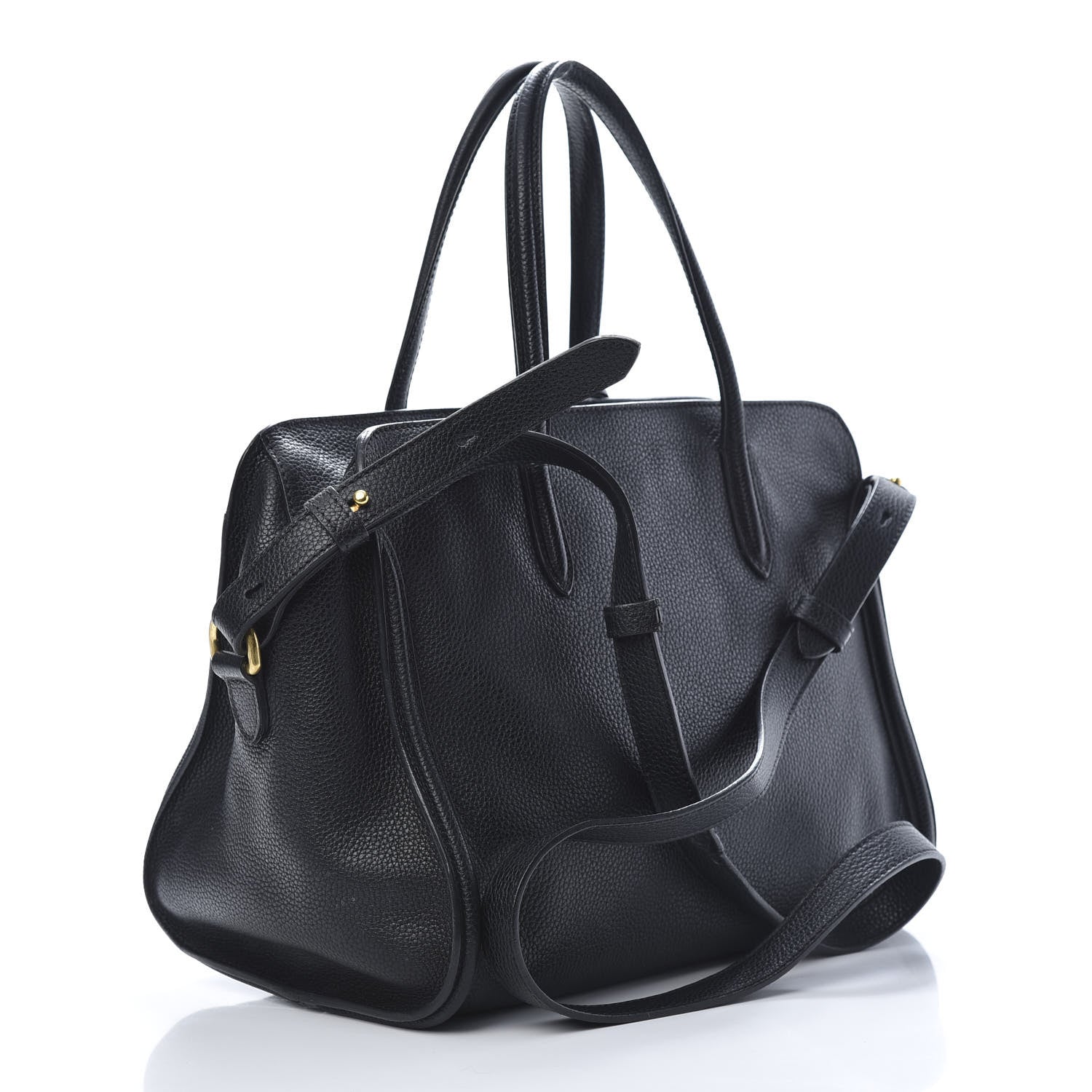 Alexander McQueen Pebbled Calfskin Small Skull Padlock Zip Around Tote Black 3 of 12