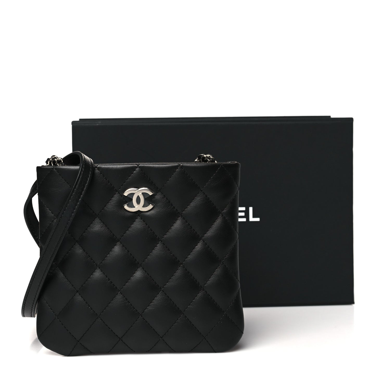 Lambskin Quilted Uniform Crossbody Bag Black