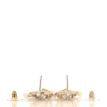 Chanel Metal Crystal Pearl CC Drop Earrings Gold 3 of 4