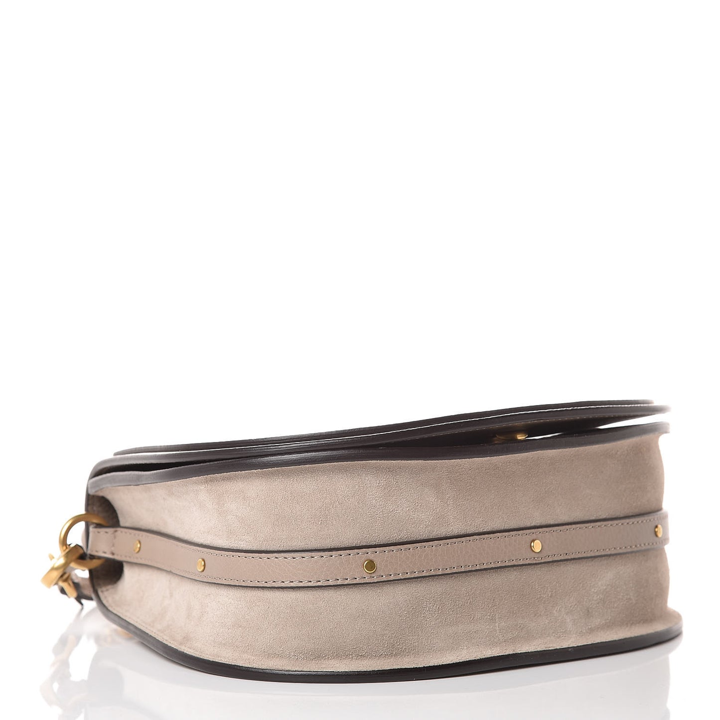 Calfskin Suede Medium Nile Bracelet Bag Motty Grey