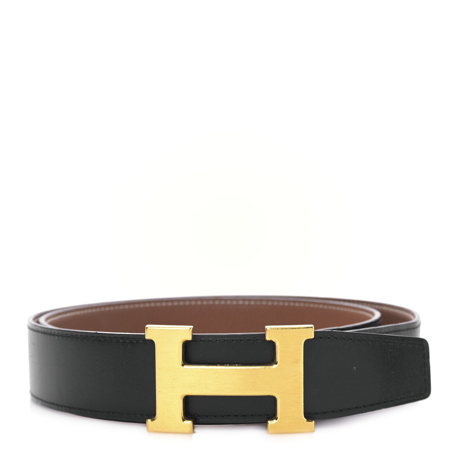 Hermes Box Togo 32mm H Belt 85 34 Black Gold 1 of 4