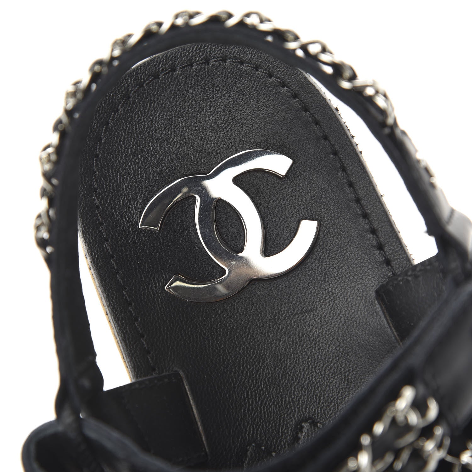 Chanel Lambskin Chain Sandals 35.5 Black 7 of 10