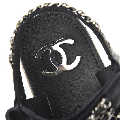 Chanel Lambskin Chain Sandals 35.5 Black 7 of 10