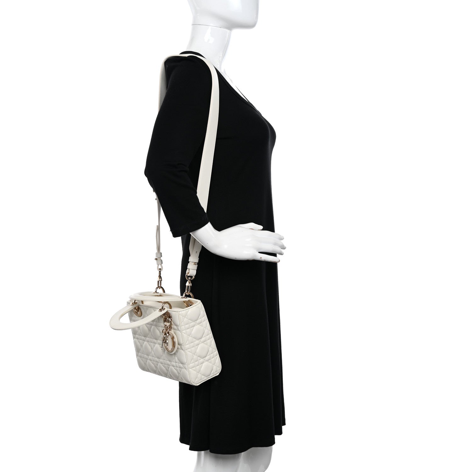 Christian Dior Lambskin Cannage Small My ABCDior Lady Dior White 2 of 13