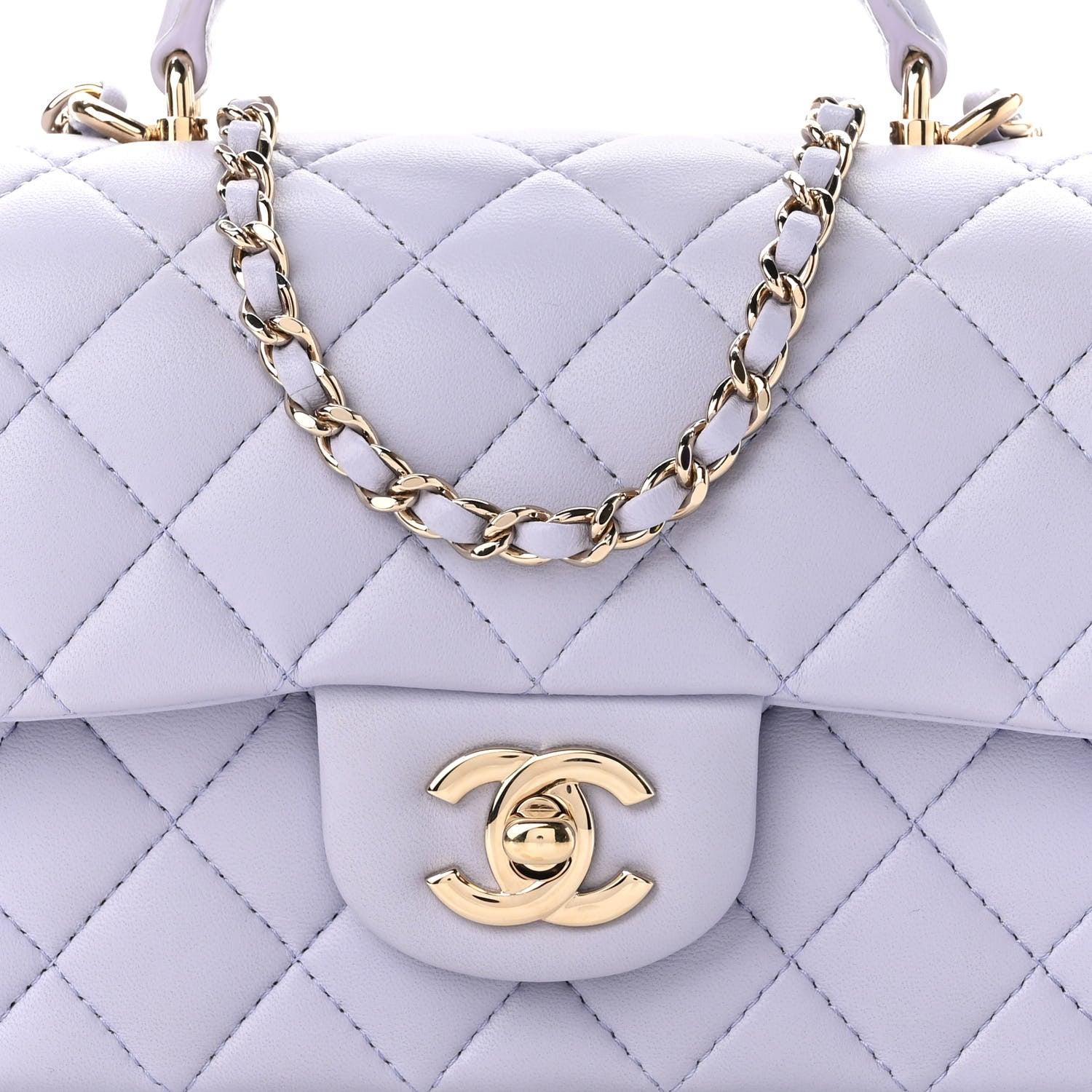 Chanel Lambskin Quilted Mini Top Handle Rectangular Flap Light Purple 8 of 10