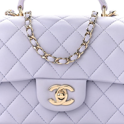 Chanel Lambskin Quilted Mini Top Handle Rectangular Flap Light Purple 8 of 10