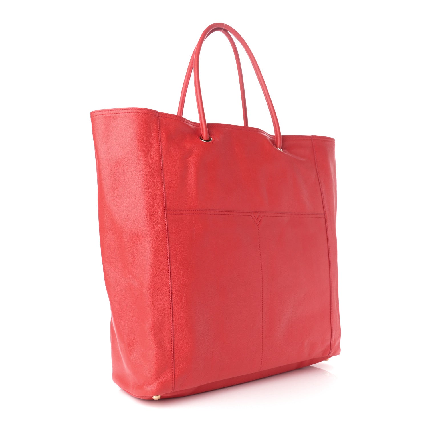 Saint Laurent Calfskin Lucky Chyc Tote Red 3 of 9