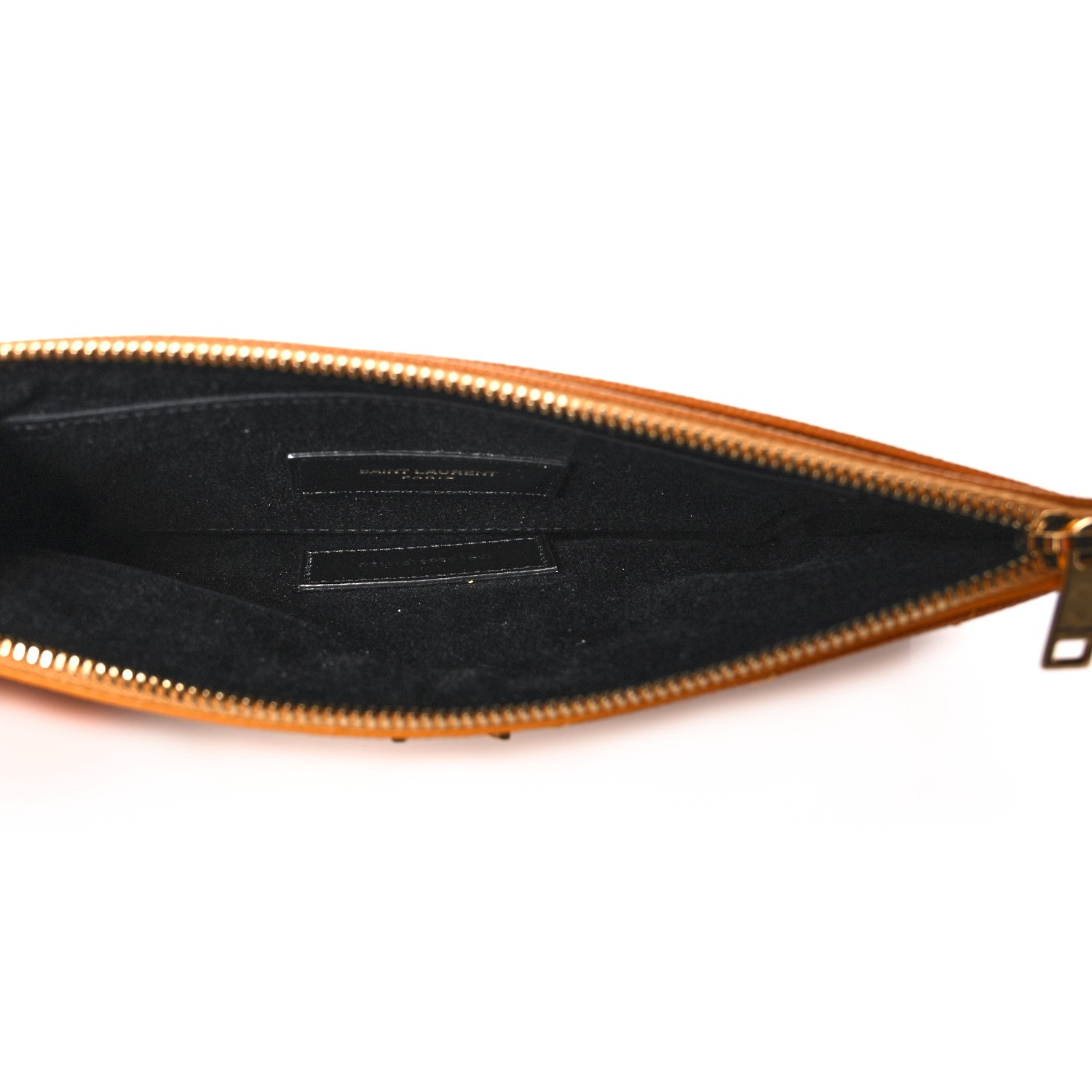 Saint Laurent Grain De Poudre Chevron Monogram Large Bill Pouch Senape Yellow 5 of 10