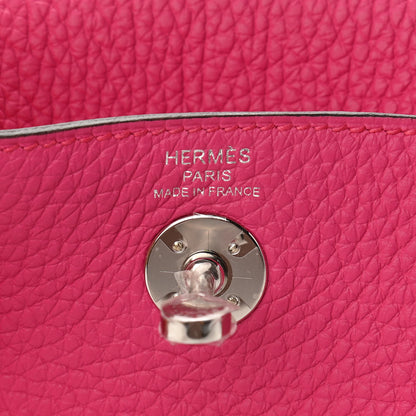 Hermes Taurillon Clemence Mini Lindy 20 Rose Shocking 6 of 9