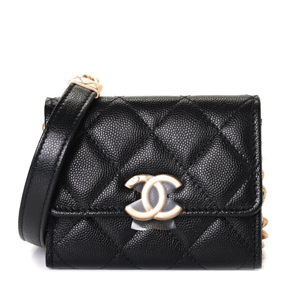 Chanel Caviar Quilted Bracelet On Chain Clutch Black 1 of 4