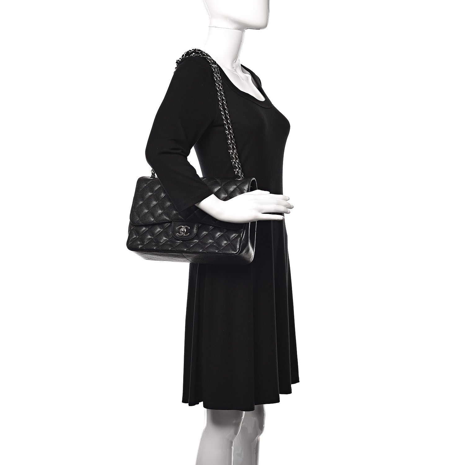 Chanel Caviar Quilted Jumbo Double Flap Black 2 of 14