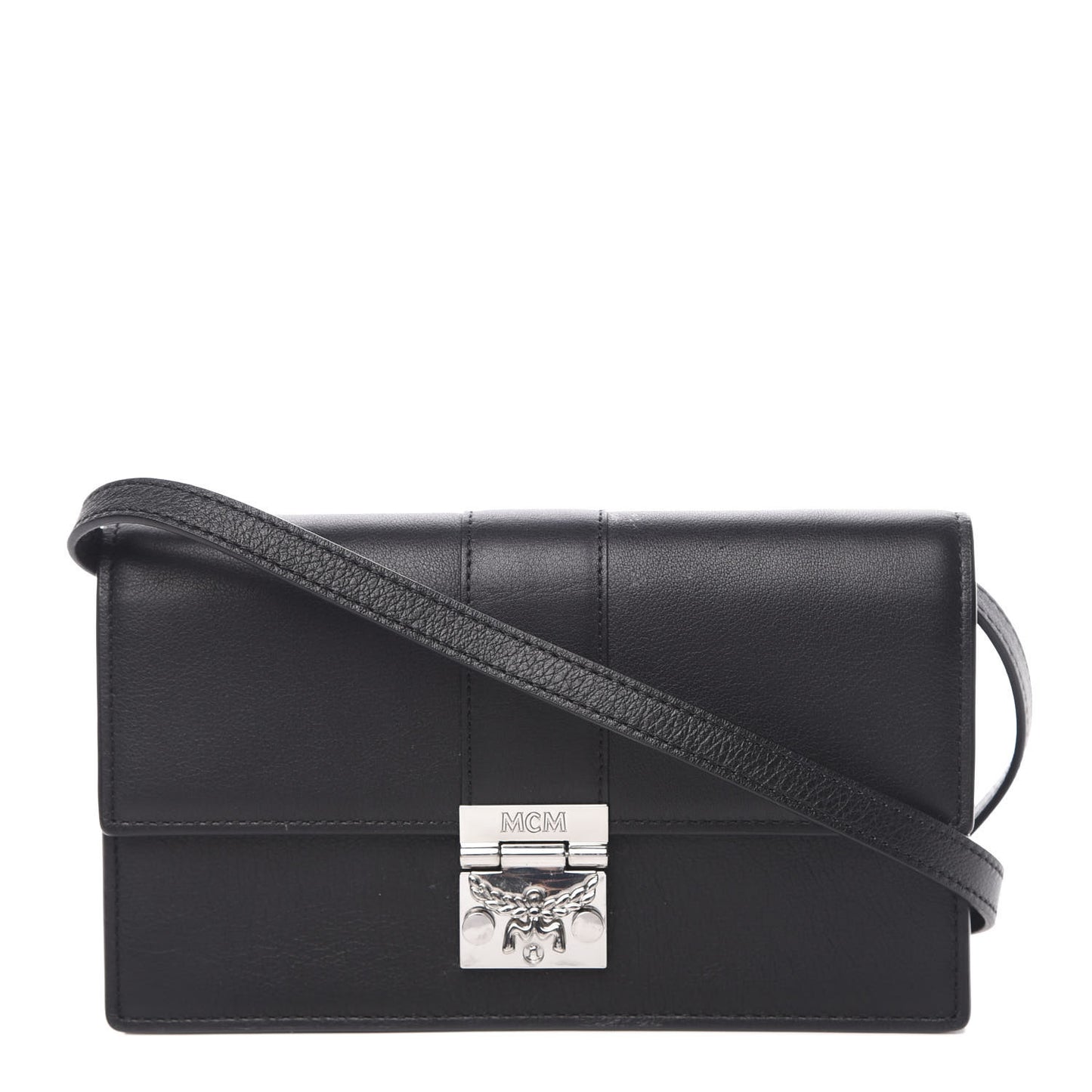 Calfskin Large Karoline Crossbody Wallet Black