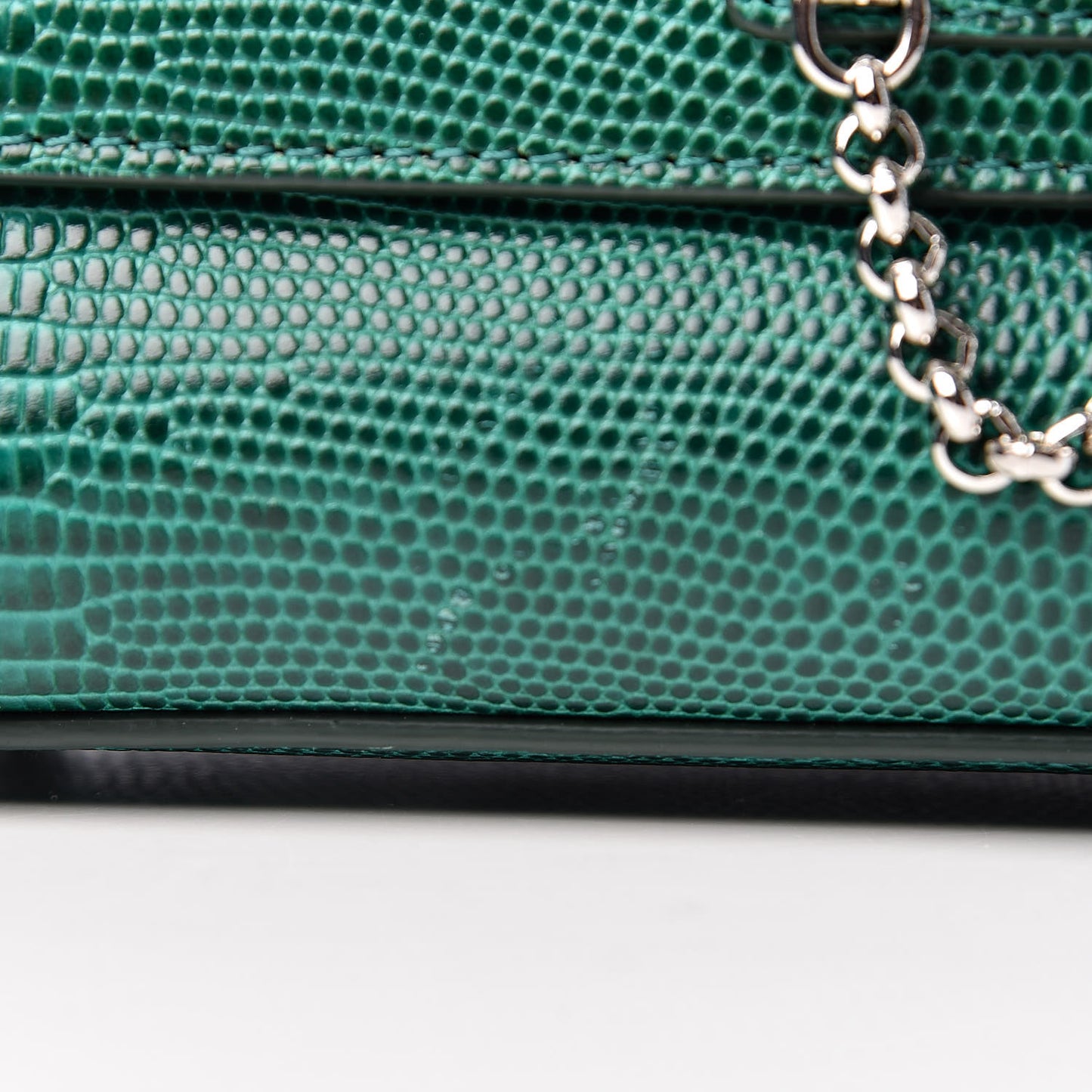 Lizard Calfskin Embossed Small Monica Top Handle Bag Green